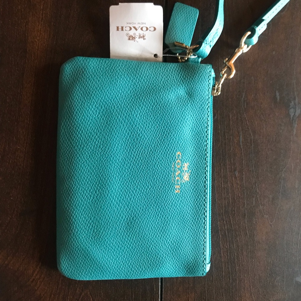 NWT Coach Tiffany Co Turquoise Blue Small Wristlet